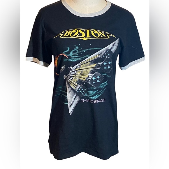 boston Tops - Boston Band Tee T-Shirt Music Tour Reproduction 1987 Ladies M